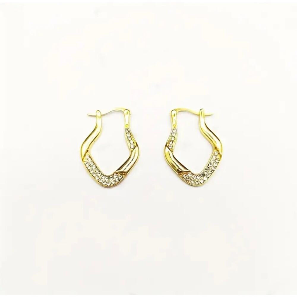 18K Gold Plated Geometric Shape Earrings Zirconia Jewelry For Women Girls